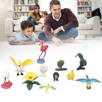 Xihoho 10 PCS Tiểu đồ thu nhỏ hình tượng động vật nhỏ mô hình các bức tượng đồ chơi chim cổ tích nhỏ