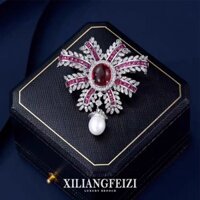XILIANGFEIZI Trâm Cài Áo Hình Nơ Thiết Kế Ban Đầu Mặt Dây Chuyền Ngọc Trai_ Đính Đá Zircon Cao Cấp Và Mã Não Corsage Pin Quà Tặng Sang Trọng