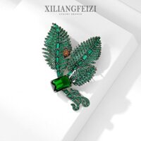 XILIANGFEIZI Trâm Cài Hình Bướm Đính Đá Zircon Xanh Lá Ghim Butterfly Phụ Kiện Quần Áo Sang Trọng Quà Tặng Cao Cấp Unisex