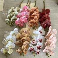 {XIMI ornament} Hoa lan giả, cành lan hồ điệp 3d vải lụa cao cấp decor  trang trí nhà cửa  tiệc cướ