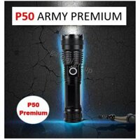 (Xịn) Đèn pin P50 Army Premium 40w, Japan sáng đỉnh cao, 4 led gương cầu lồi, chống nước tuyệt đối