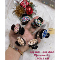 [xịn] kẹp tóc mái - kẹp đỉnh đính đá màu full 3 cm cao cấp hình oval