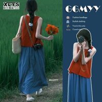 Xin LAN YA SHE Bộ đồ nữ mới Bộ đồ hai mảnh không tay rừng phong cách Hàn Quốc