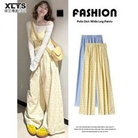 Xin LAN YA SHE Nữ Dopamine Vàng Có Chấm Bi Quần Ống Rộng Phong Cách Hàn Quốc Mới Cao Cấp Mùa Hè Mỏng Loose-Fetting Lau Quần