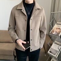 Xinh Đẹp Thời Trang Áo Jacket Nam Tay Dài Vòng Cổ Gấp Dáng Rộng Màu Sắc Đơn Giản Thoải Mái Hù Hợp Chất Nỉ Bông Cao Cấp Phong Cách Hàn Quốc Nút Bấm Áo Khoác Bóng Chày Nam