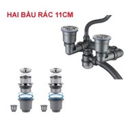 Xiphong chậu rửa bát Inox 2 ngăn [LOẠI 1] 2 cốc lọc rác đường kính 110mm, kiểu cốc cao 11cm