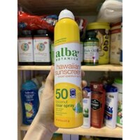 Xịt chống nắng Alba Botanica Hawaiian Sunscreen Coconut Clear Spray SPF 50 Mỹ