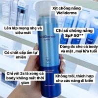 Xịt chống nắng body wellderma