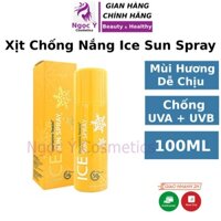 Xịt chống nắng Ice Sun Spray SPF50+ PA+++ 100ml body nâng tone cho da dầu mụn nhạy cảm hỗn hợp da khô Ngọc Ý Cosmetics