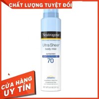 Xịt Chống Nắng Neutrogena Ultra Sheer Body Mist Sunscreen Broad Spectrum SPF 70+ 141g