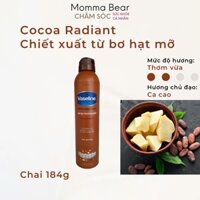 Xịt dưỡng thể Vaseline, Cocoa Radiant, dưỡng ẩm toàn thân, dành cho da khô, hàng Mỹ - Momma Bear 185gr