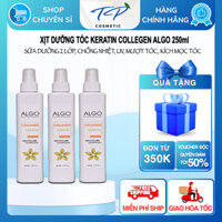 Xịt dưỡng tóc Keratin Collagen Algo 250ml - Sữa dưỡng 2 lớp chống nhiệt, UV, Mượt tóc, kích mọc tócl