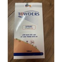 XỊT GHẺ TOWDERS SPRAY 100ML. PERMETHRIN 5%. LÀM SẠCH CÁC LOẠI KÝ SINH TRÙNG KHỎI DA-MP