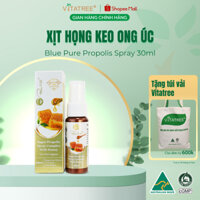 Xịt họng keo ong Vitatree Blue Pure Propolis Spray 30ml hỗ trợ giảm ho và đau ngứa rát họng hiệu quả