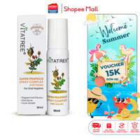 Xịt họng keo ong Vitatree Super Propolis Spray Complex with honey 30ml giảm ho, ngứa rát họng hiệu quả, chống hôi miệng