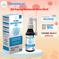 Xịt họng Natural One ZinC lọ 30ml hỗ trợ bổ sung kẽm làm giảm triệu chứng rối loạn tiêu hóa, tiêu chảy, chán ăn DEKABON