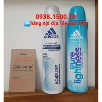 XỊT KHỬ MÙI CHO NỮ Adidas 48h deodorant 0% alu salts alcohol skin respect adipure 150ml
