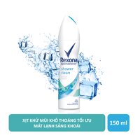 Xịt Khử Mùi Rexona Shower Clean Khô Thoáng Tối Ưu Mát Lạnh Sảng Khoái 150 ml LazadaMall