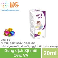 Xịt mũi Ovix Baby VA Giúp làm sạch khoang mũi Loại bỏ Gỉ mũi Chất nhầy Giảm ghẹt mũi Dễ thở Kháng khuẩn Lọ 20ml