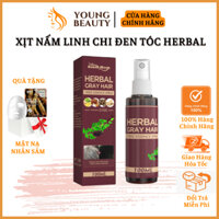 Xịt nấm linh chi đen tóc HERBAL, Tinh chất Herbal Không còn tóc bạc, Tóc mọc tự nhiên, Đen dày óng ánh - YOUNG BEAUTY ST