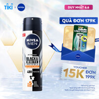 Xịt Ngăn Mùi NIVEA MEN Black &amp; White Ngăn Vệt Ố Vàng Vượt Trội 5in1 150ml - 85388