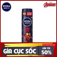 Xịt ngăn mùi Nivea Men Dry Impact khô thoáng tức thì (150ml) - 81602 (Phiên bản giới hạn Iron Man) - Hàng nhập khẩu