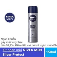 Xịt ngăn mùi NIVEA MEN Silver Protect - Phân tử bạc kháng khuẩn (Chai 150ml)