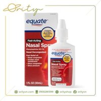 Xịt Nhỏ Mũi Equate Nasal Spray Fast-Acting Giúp Thông Mũi, Giảm Nghẹt Mũi