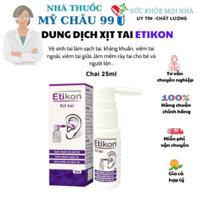 Xịt tai ETIKON - Vệ sinh tai, kháng khuẩn, viêm tai ngoài, viêm tai giữa cho bé và người lớn 25ml