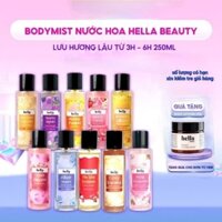 Xịt Thơm Body Mist Nước Hoa Hương Trái Cây Hella Beauty lưu hương lâu Bodymist Hella Beauty 250ml