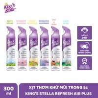 Xịt thơm không khí King's Stella Refresh Air Plus Thái Lan 300ml - Công nghệ ODOR-X & NANO độc quyền khử mùi tận gốc