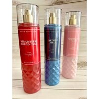 Xịt thơm toàn thân body mist Bath & Bodyworks (Strawberry pound cake, Lakeside citrus, Champagne toast)