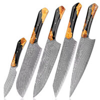 XITUO Handmade Damascus Steel Kitchen Knife 1-5 Đầu Bếp Dao Cạo Santoku Paring Toàn Đường Xử Lý Ergonomic