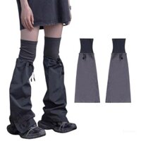 Xixi Bông Tai Kẹp Dệt Kim Chắp Vá Chân Có Dây Rút Vintage Punk loe Baggy Đùi Tất Giữ Ấm Chân Cho Nữ