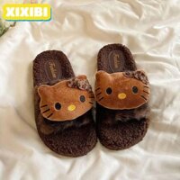 Xixibi Hello Kitty Dép, Giày Nữ Sang Trọng Thoải Mái, Họa Tiết Da Báo Kawaii Dễ Thương Sanrio Babouche Trong Nhà