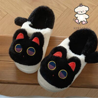 Xixitiao Mùa Đông Dép Cotton Đế Mềm Giày Gia Đình Nữ Dễ Thương Sang Trọng Kitty Sang Trọng Giữ Ấm