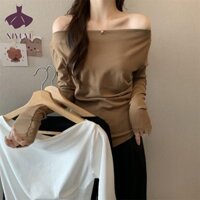 Xiyuyi Áo Thun Tay Dài Cánh Dơi Màu Trơn Phong Cách Hàn Quốc Cho Nữ