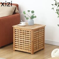 $xizi$ Tủ đầu giường gỗ rắn gió Bắc Âu, hộp lưu trữ lưới gỗ rắn retro