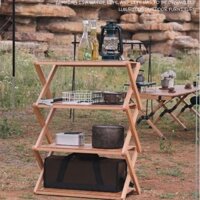 [XK IKEA] Kệ tab gỗ để đồ du lịch dã ngoại- Kệ gỗ 4 tầng chữ X đa năng gấp gọn để nhà bếp,ngoài trời