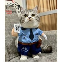 [XL] Set trang phục cosplay cảnh sát giao thông cho thú cưng chó mèo hóa trang Halloween hàng Quảng Châu có sẵn