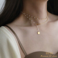 XL462 Dây chuyền áo len trang sức hình cá voi, dây chuyền dài giả ngọc trai, đa năng, thép titan mạ vàng 18K