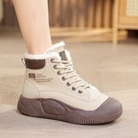 XNY001 -Giày nữ cổ ngắn, lót lông ấm áp, phong cách thể thao trẻ trung - Kaki                          - 37884895                                                       Yêu thích
