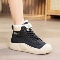 XNY001 -Giày nữ cổ ngắn, lót lông ấm áp, phong cách thể thao trẻ trung - Đen                          - 37884894                                                       Yêu thích