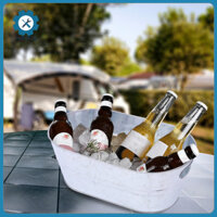 Xô đá HshDUti để tập hợp và sự kiện Xô đá có tay cầm gia cố Xô đá kim loại cho các bữa tiệc và sự kiện Bồn tắm nước giải khát chắc chắn cho người đam mê Bbq và cắm trại ngoài trời