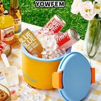 Xô đá YOWFEM, Hộp đựng đá dạng ép dễ dàng làm sạch, di động với 2 lưới đá Thùng bia