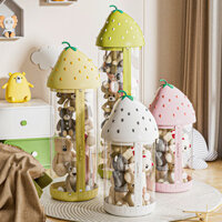 Xô đựng búp bê dâu tây dễ thương Dung tích lớn 22,5cm có dây kéo Ống trong suốt PET,  Hộp Đựng Gấu Bông Hộp phân loại chống bụi đồ chơi sang trọng, Hộp đựng đồ chơi búp bê trẻ em