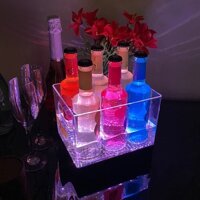 Xô đựng đá ướp lạnh rượu vang bia size 6 chai có đèn led nhiều chế độ pin sạc cho Bar KTV Karoke