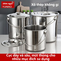 Xô Inox Dày, Xô Sắt Cầm Tay, Xô Tròn, Xô Đựng Nước, Xô Đựng Nước, Nhà Trẻ Có Nắp