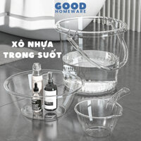 Xô nhựa có nắp đậy dung tích 14L kèm gáo nước, châụ nhựa trong suốt chất liệu Acrylic dày dặn