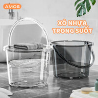 Xô nhựa có nắp đậy dung tích 14L kèm gáo nước trong suốt, chất liệu nhựa Acrylic dày dặn, Xô đựng đa năng có quai xách